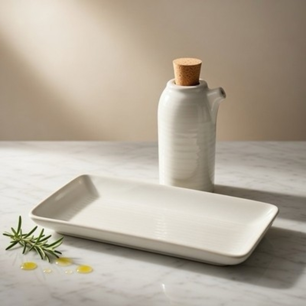 Dudson Evolution Purl Oil Vinegar Bottle 5 & Tray 8.5 Set Off White Ceramic New